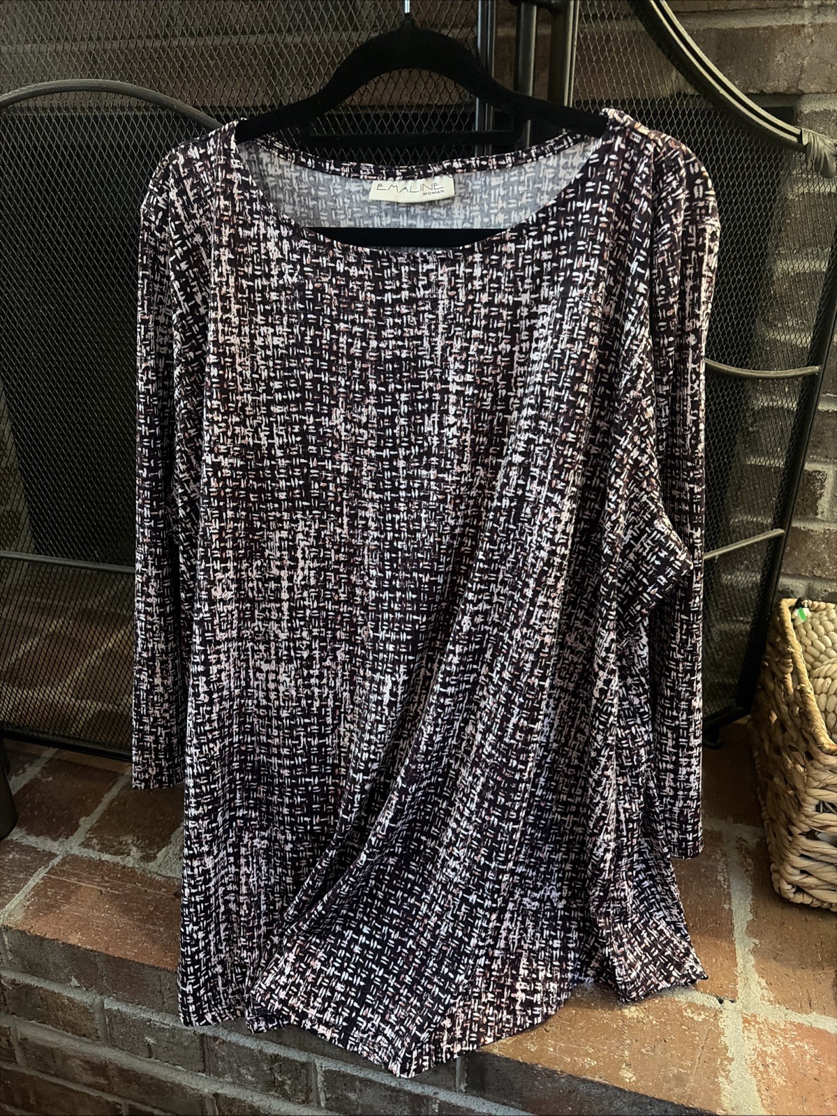 Emaline Woman Blouse 2x/3x Plus Size Multicolor Fall  3/4 Sleeve