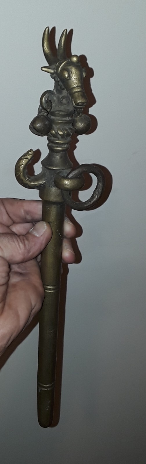 Hinduism Antique Scepter Goddess Kamadhenu Solid Brass Hindu Scepter Royalty Rod Hinduism Antique Scepter Goddess Kamadhenu Solid Brass Hindu Scepter Royalty Rod