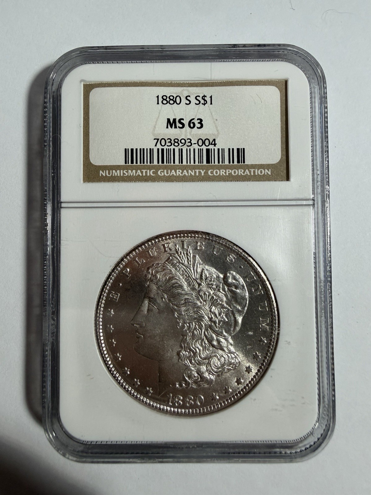 1880-S Morgan Silver Dollar NGC MS63 – Old Holder Bright Lustrous 1880-S Morgan Silver Dollar NGC MS63 – Old Holder Bright Lustrous
