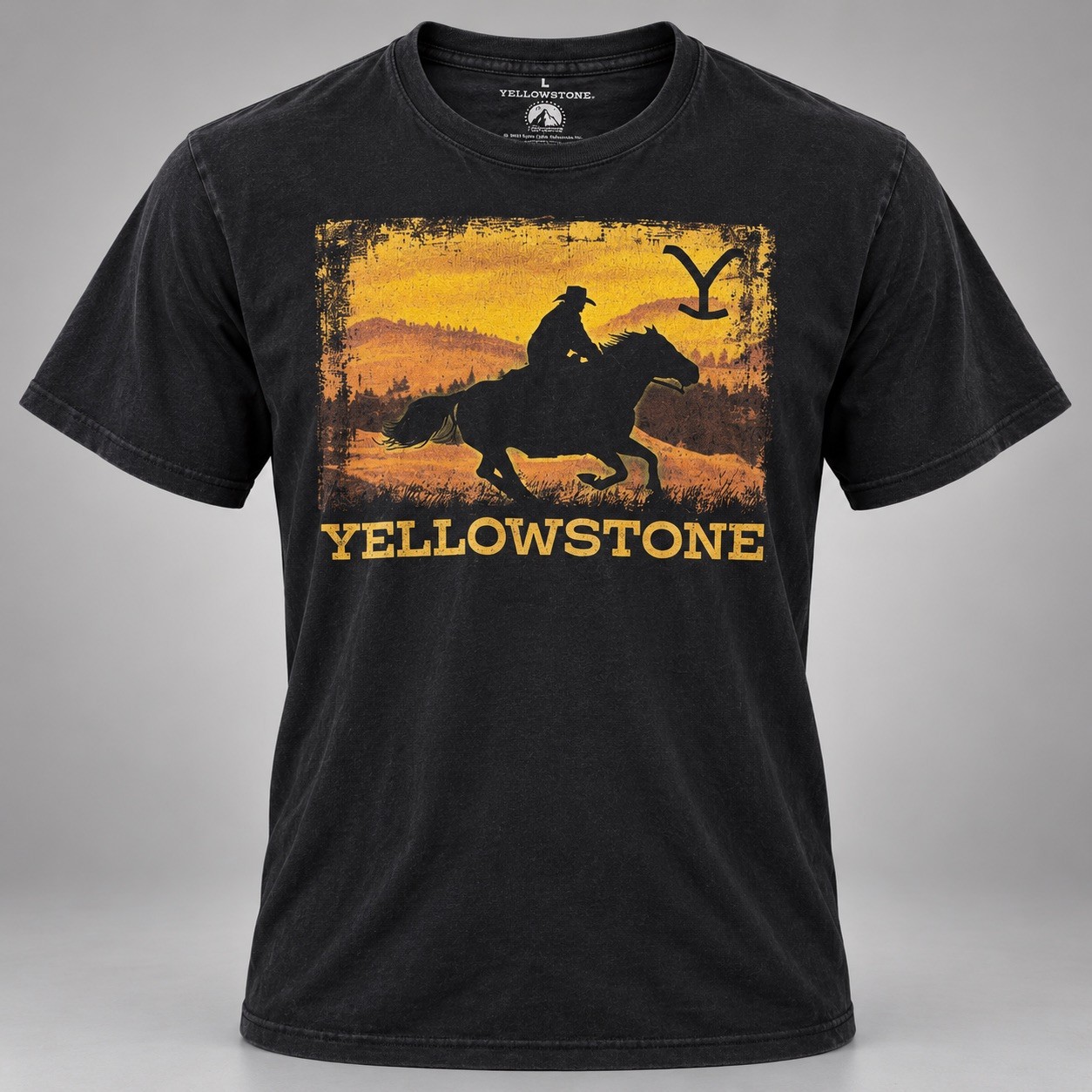 Yellowstone Men\'s Black Short Sleeve Tee Shirt Size L 