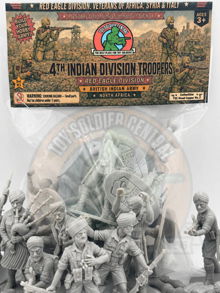WW2 Toy Soldiers - British Indian 4th Div Collector 20pc - 54mm 1:32 W/ Bases