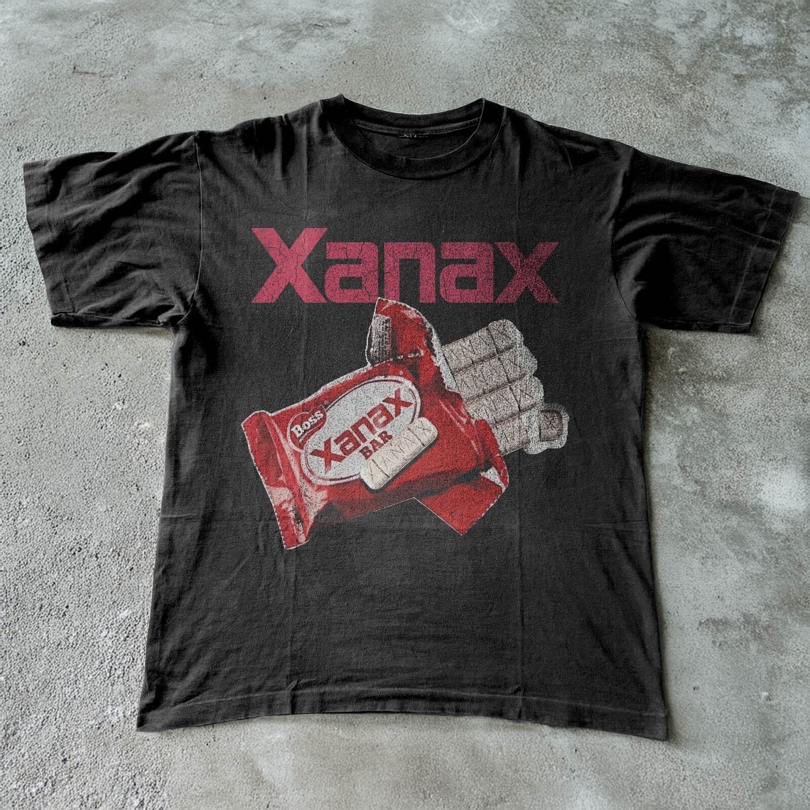 Boss Xanax Bar Graphic Retro Funny Parody Basic Unisex T-Shirt Size S-5XL