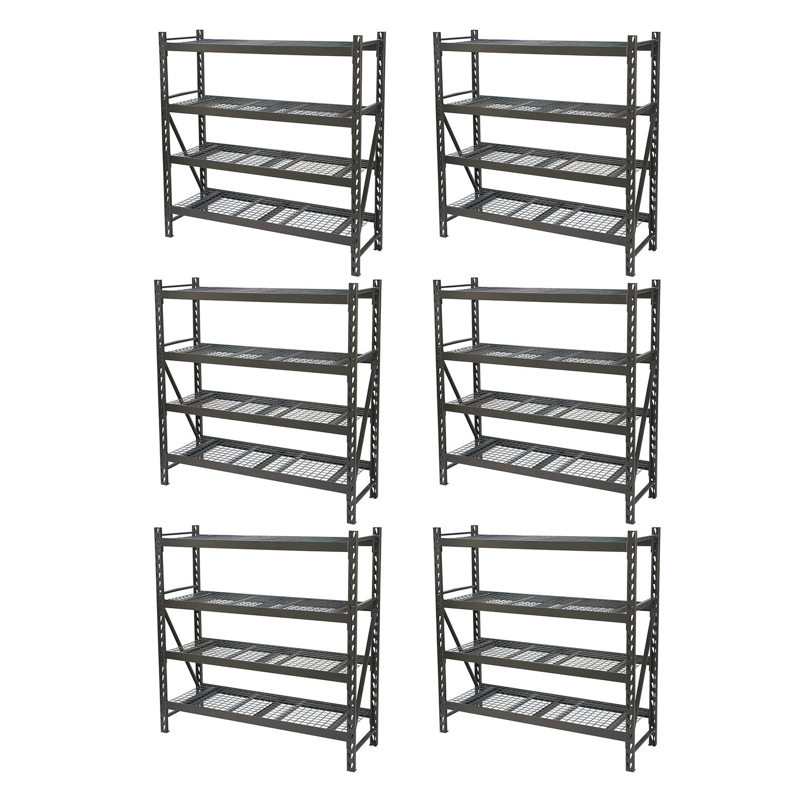 Ironton 4-Tier Storage Shelving, 77in., 6-Pk., 77in.W x 72in.H x 24in.D