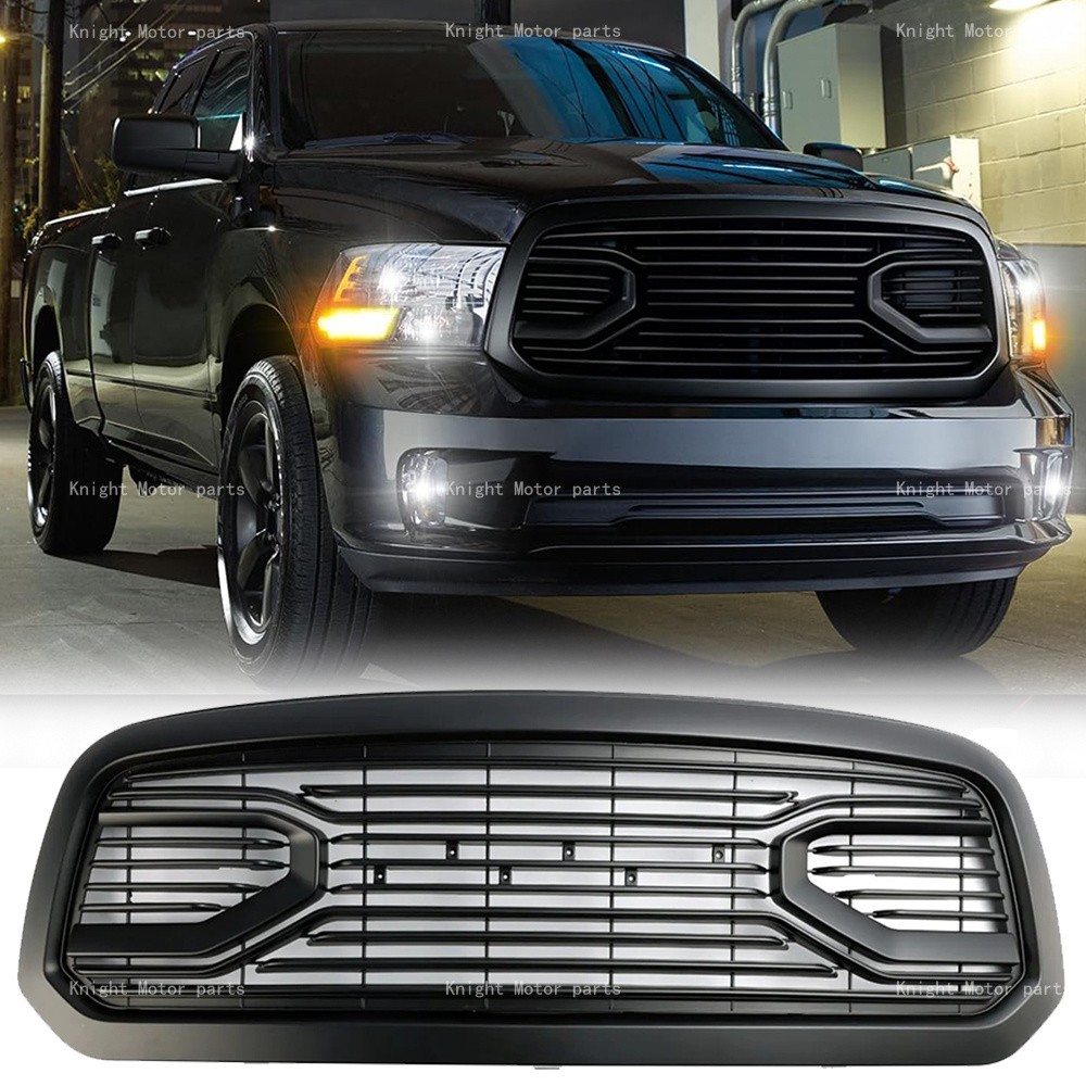 Matte Black Racing Grille Bumper Grille For Dodge RAM 1500 2013-2018 W/Letters