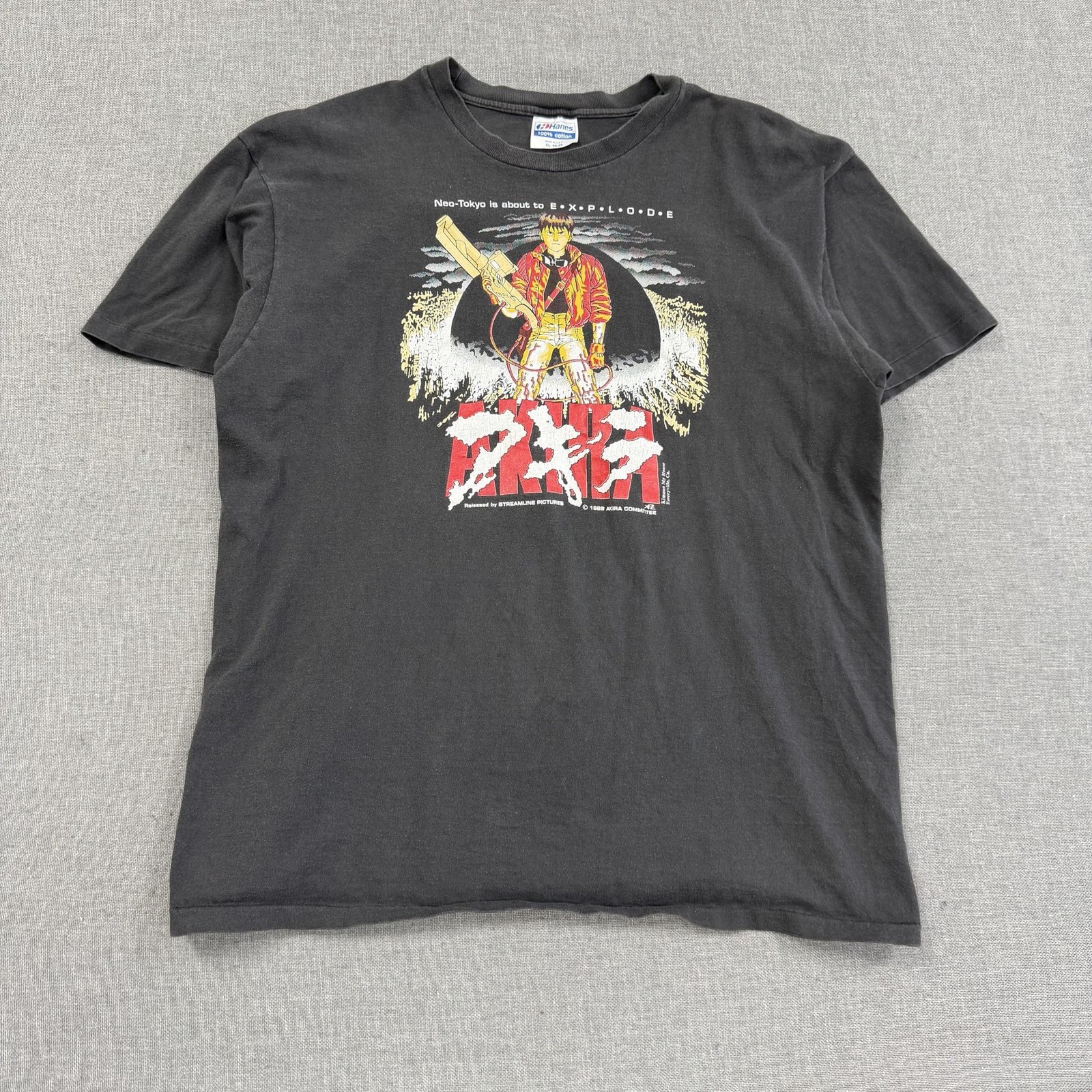 Vintage 1989 Akira T-Shirt Hanes Mens XL Black Kaneda Anime Movie Neo Tokyo