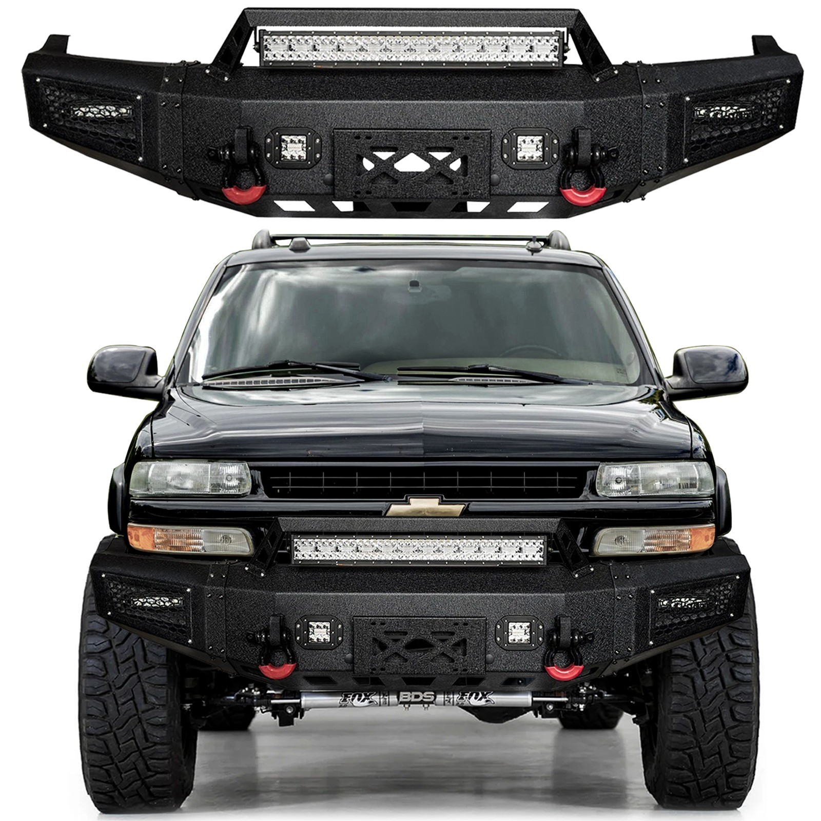 Vijay For 2000-2006 Chevy Tahoe Suburban 1500 2500 Front/Rear Bumper w/LED LIght