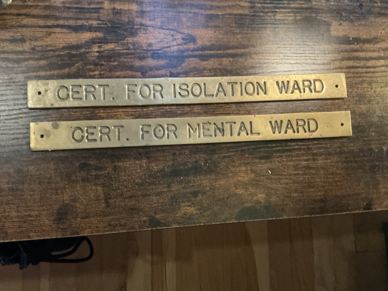 Rare Antique Brass Authentic Asylum Mental Ward And Isolation Signs Pair Of 2 Rare Antique Brass Authentic Asylum Mental Ward And Isolation Signs Pair Of 2