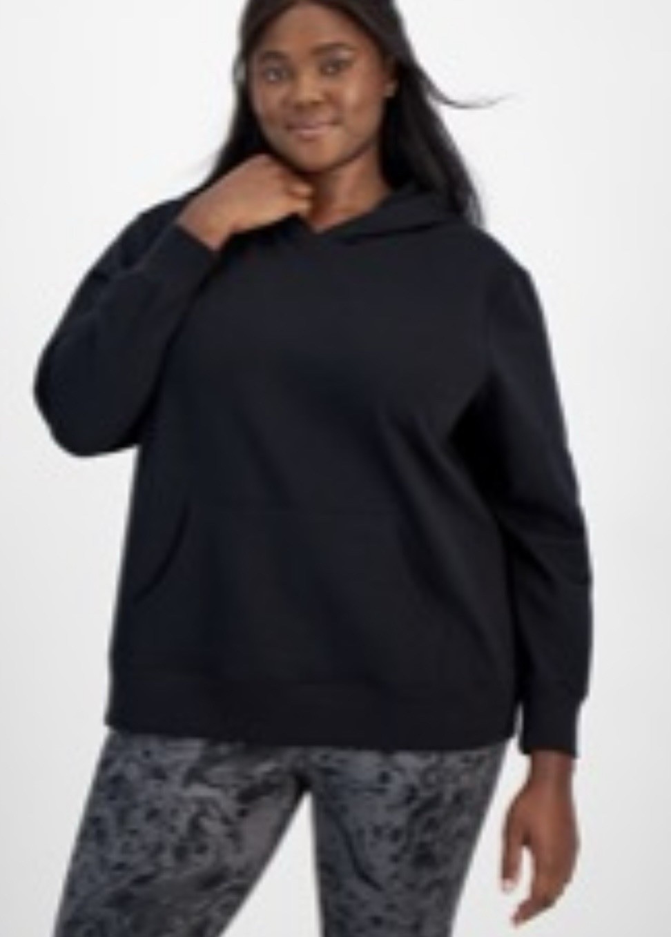 NWT Ideology Black Hoodie Sweatshirt - Plus Size 2X-Long Sleeves - $39.50 Retail
