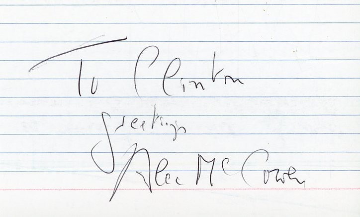 Alec McCowan- Signed Index Card Alec McCowan- Signed Index Card