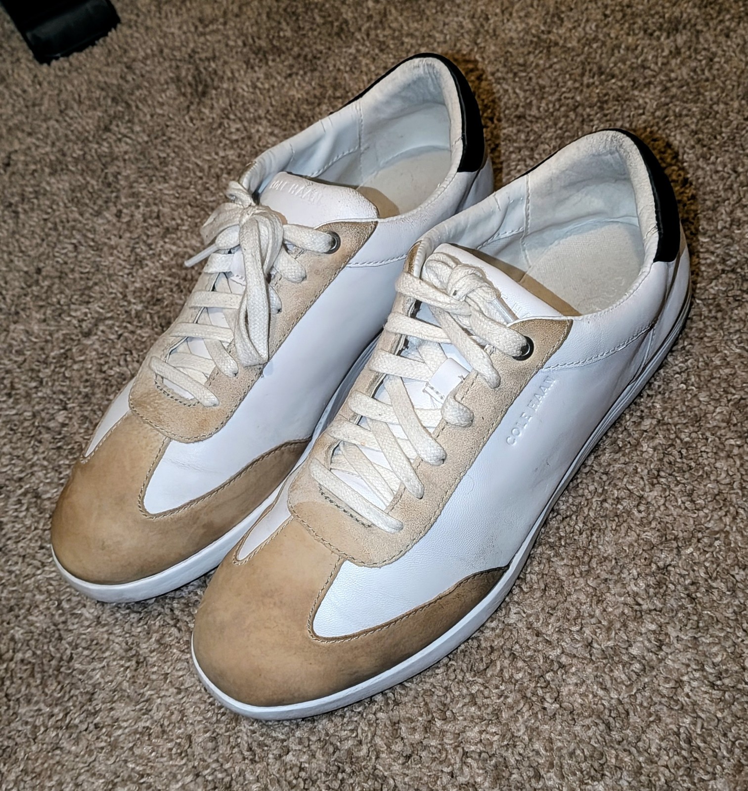 Cole Haan GrandPro Men’s Low Top Lace-Up Sneakers Colorblock White Beige
