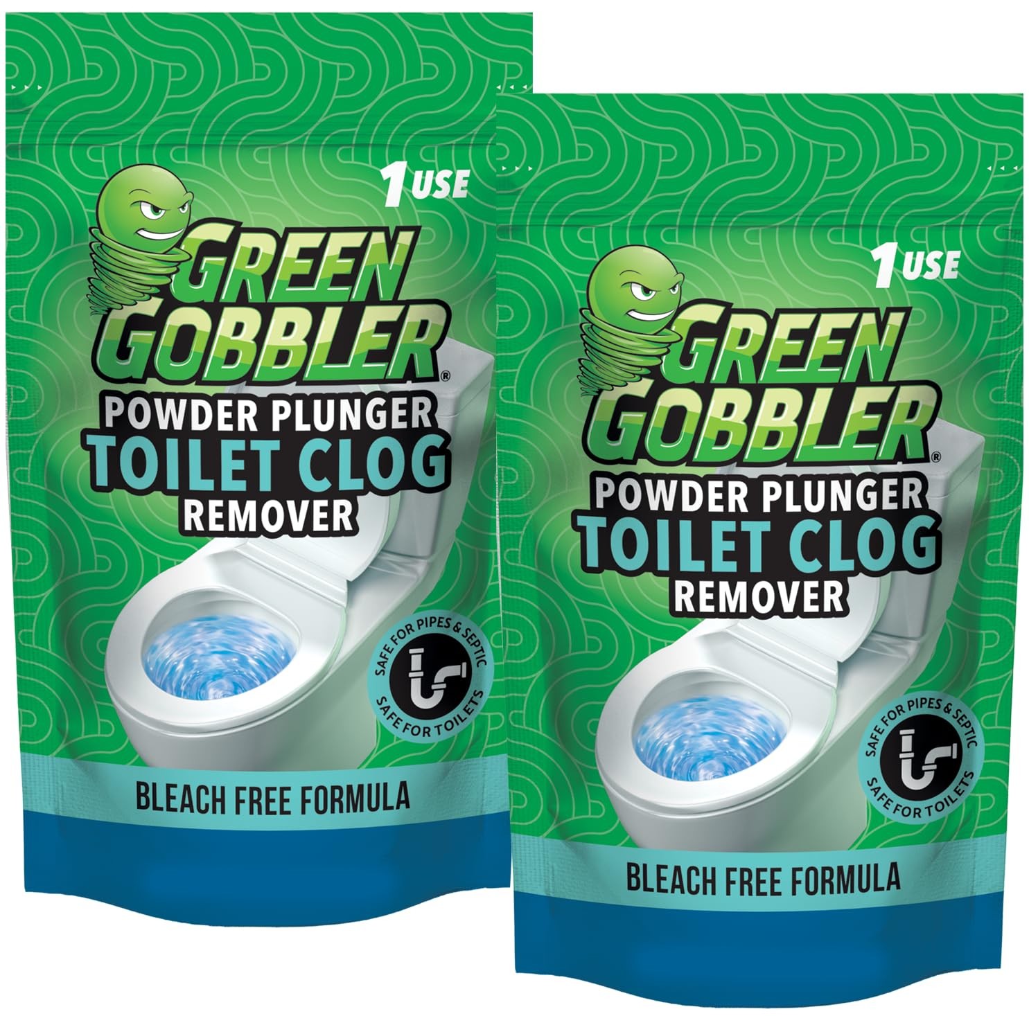 Green Gobbler Powder Plunger Toilet Bowl Clog Remover - 2 Pack Net Wt Green Gobbler Powder Plunger Toilet Bowl Clog Remover - 2 Pack Net Wt