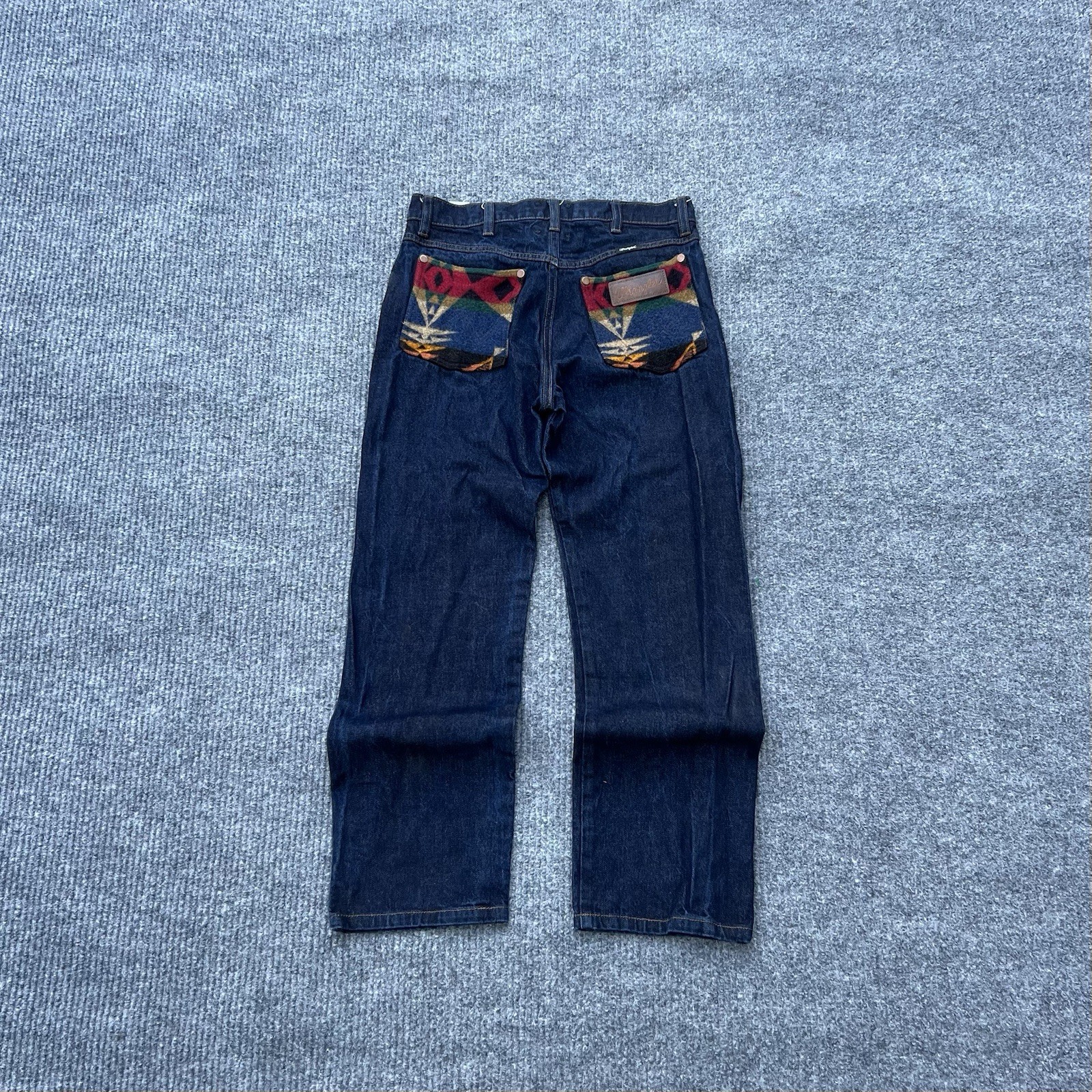 Wrangler x Pendleton Men\'s Dark Wash Blue Denim Jeans Straight Regular Fit