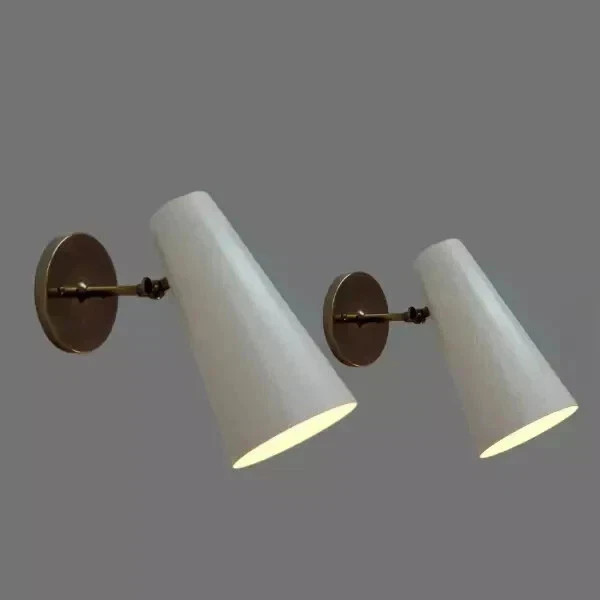 Mid Century Modern Pair of Wall Sconce Stilnovo Brass Vintage Wall Lamps 1950's