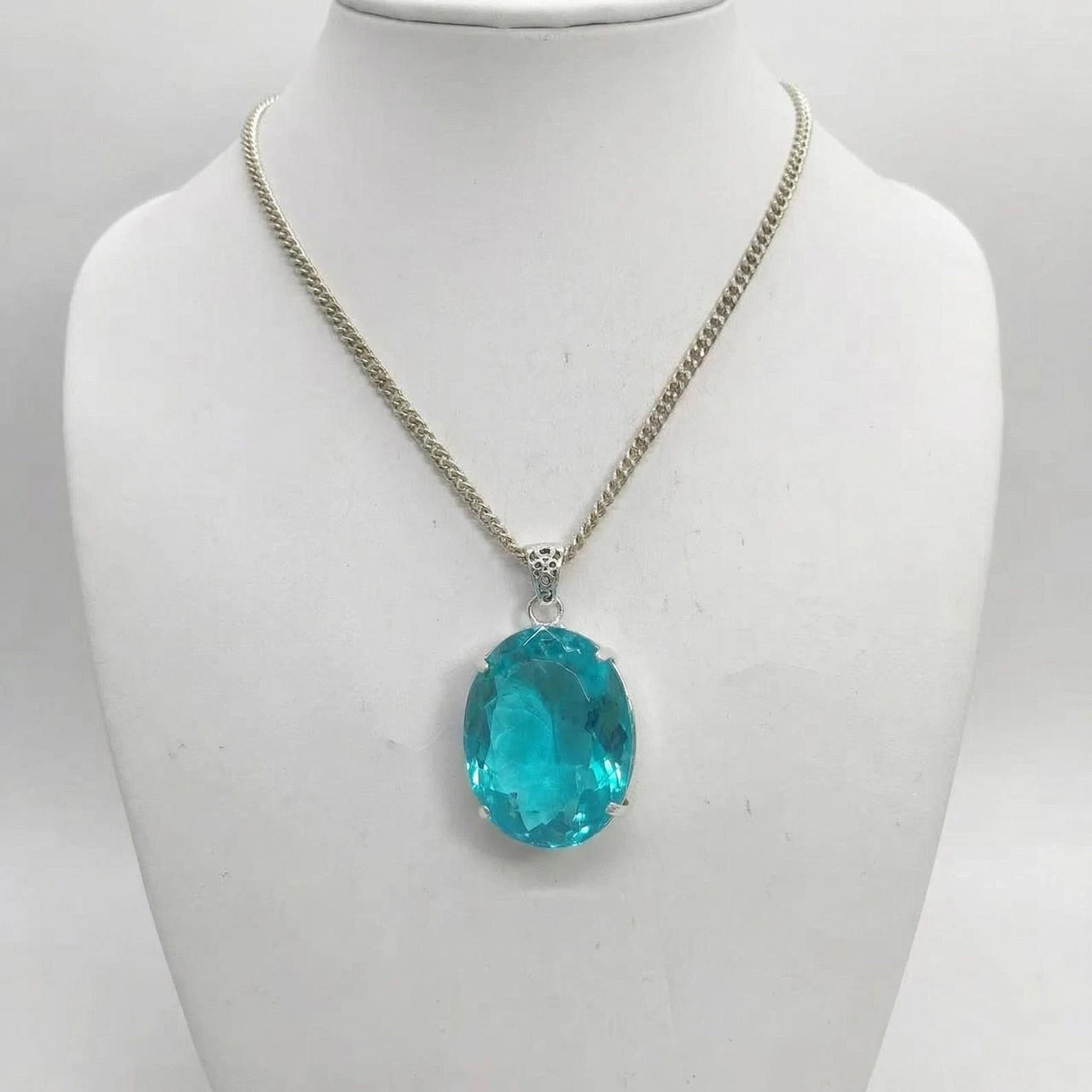 51 Ct+ Natural Elegant Blue Topaz Pendant -Sterling Sliver Jewelry With Chain