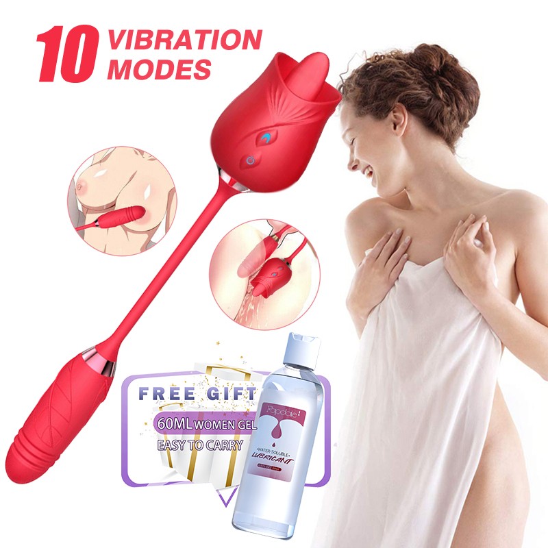 10 Speed-For-Rose-Licking-Vibrator-Clitoral-Thrusting-Dildo-Toys-USE Lubricant
