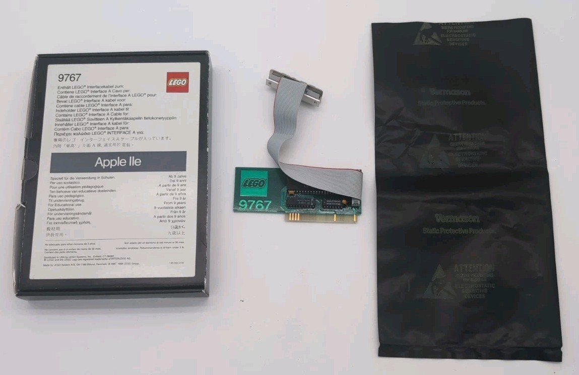 RARE Vtg LEGO 9767 Interface Card & Cable - TC Logo Apple IIe IIGS/ Original Box