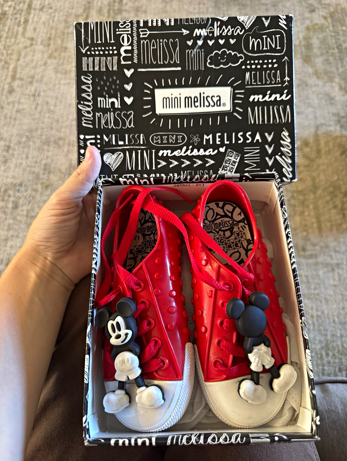 Mini Melissa Mickey Mouse Disney Red Lace-Up Low Top Sneakers Kids US 10