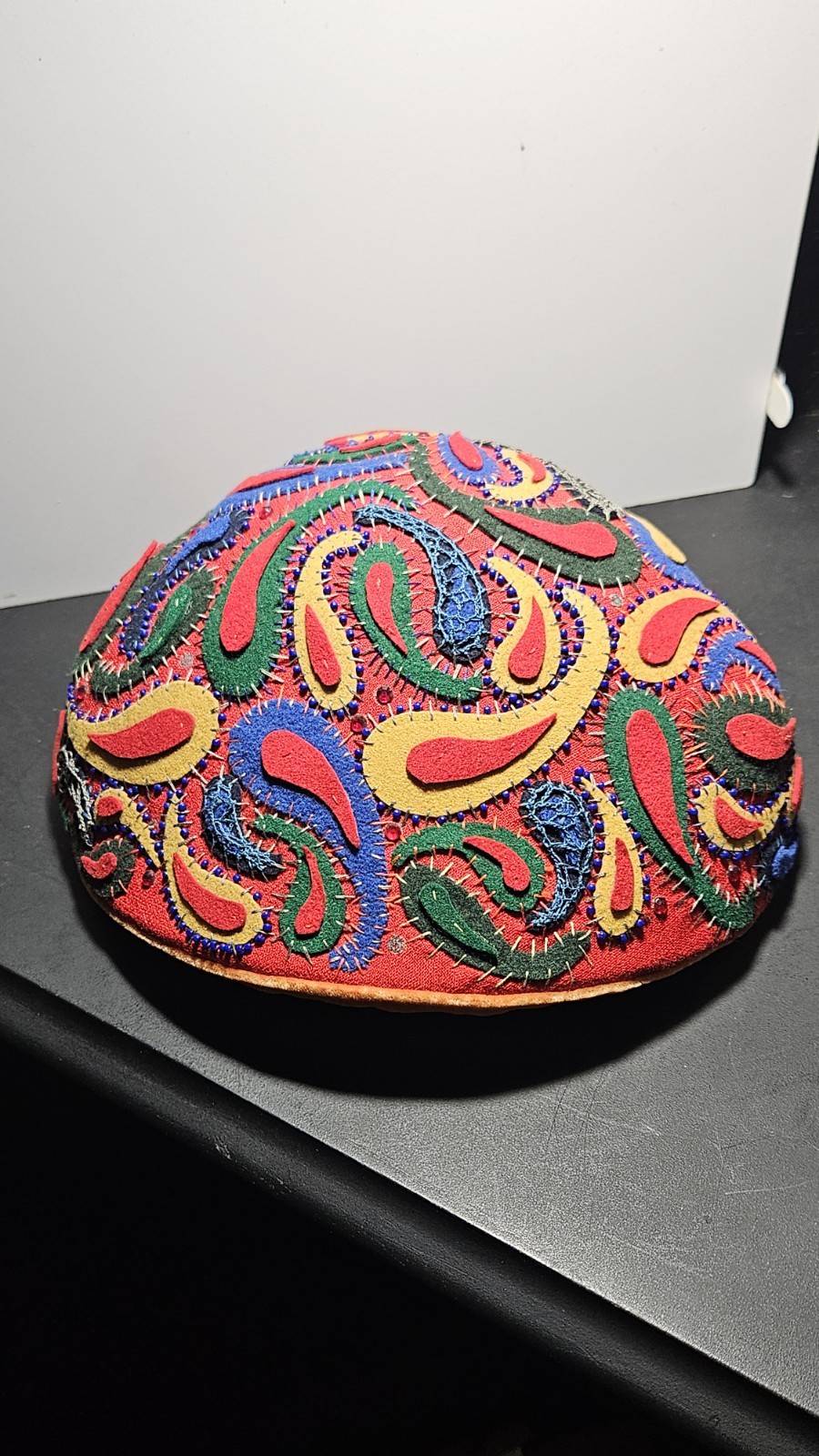 OOAK 1960s-70s Hippie Hat Psychedelic Movment Hand Made Paisley Felt Wild Colors