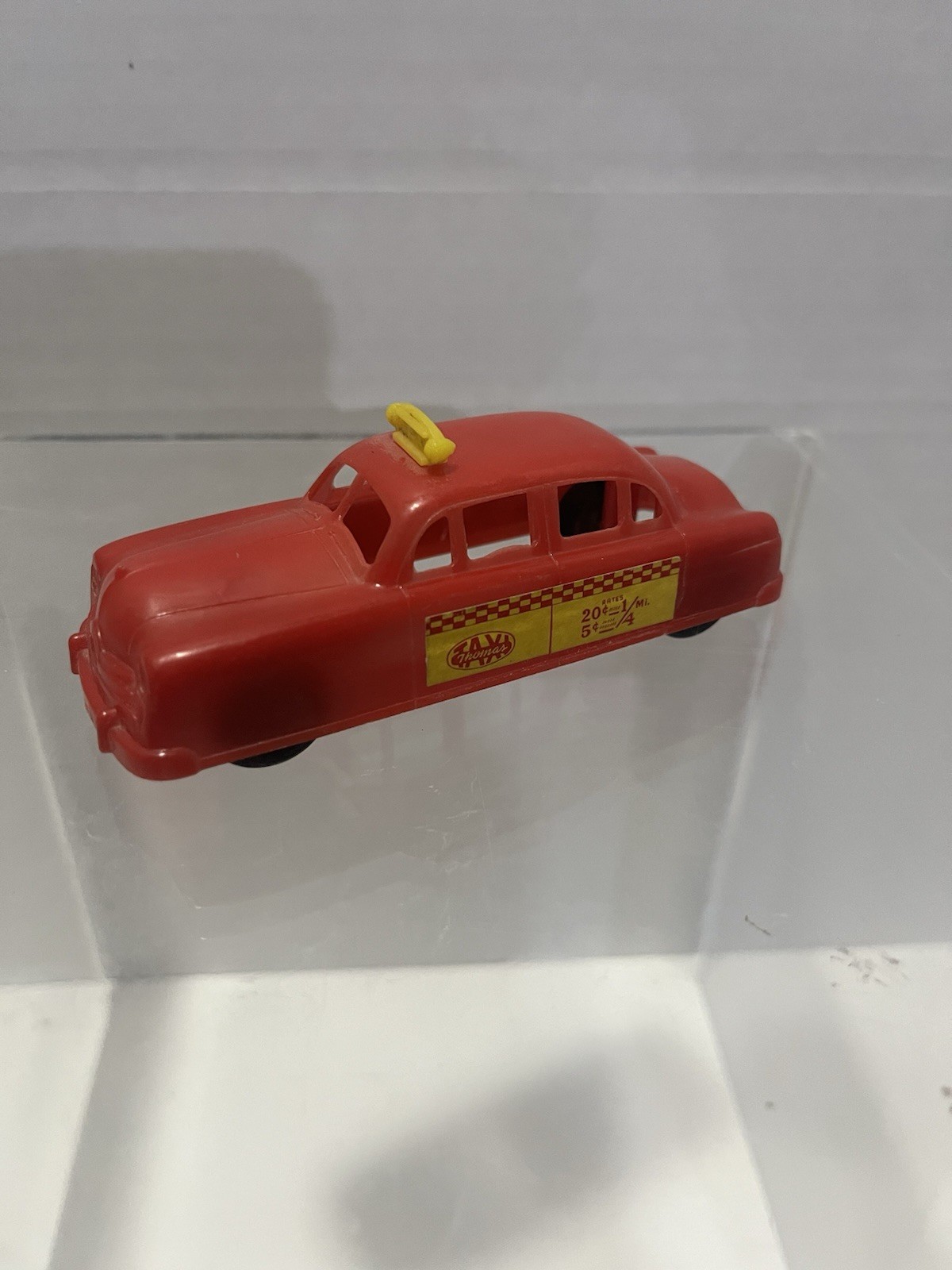Vintage 1950s Thomas Toys (No. 1-183) - Postwar Red Taxi Cab (4.3” Long)