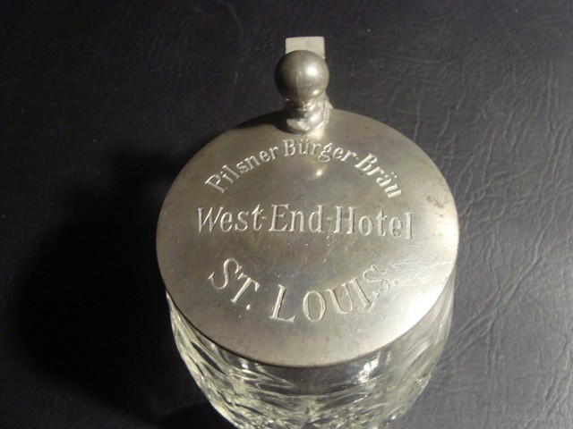 Circa 1910 West End Hotel Engraved Lidded Stein, St Louis