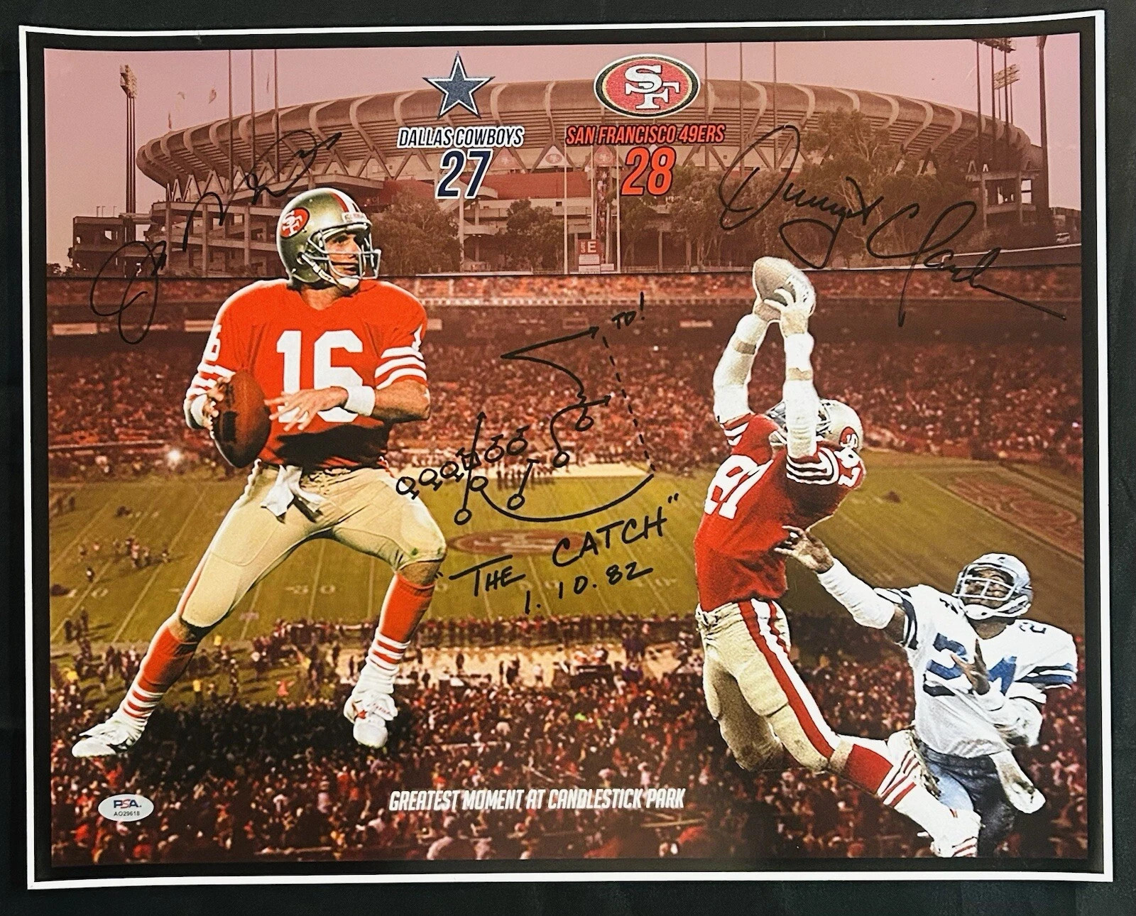 SAN FRANCISCO 49ERS JOE MONTANA DWIGH 8X10 PRINTED SIGNATURE / AUTOGRAPH REPRINT