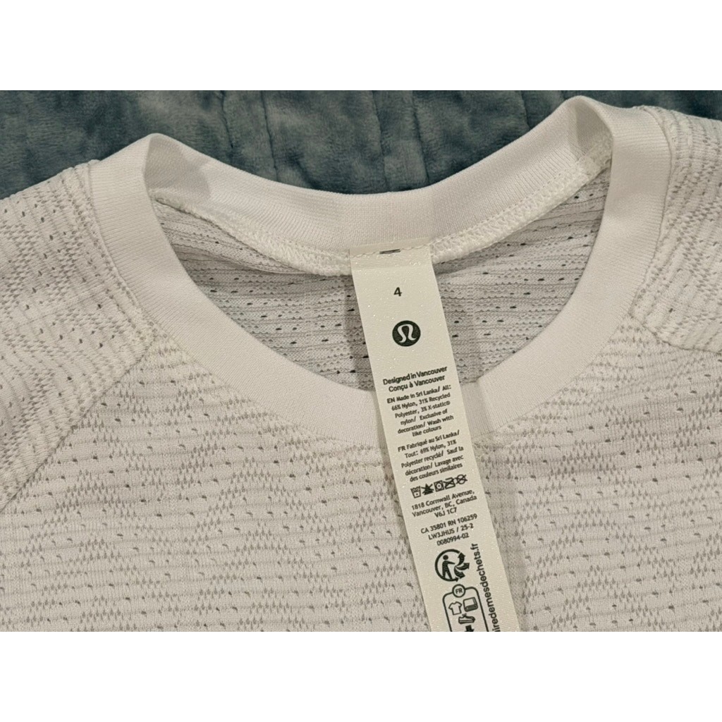Lululemon Cropped Swiftly White Tee - Size US 4
