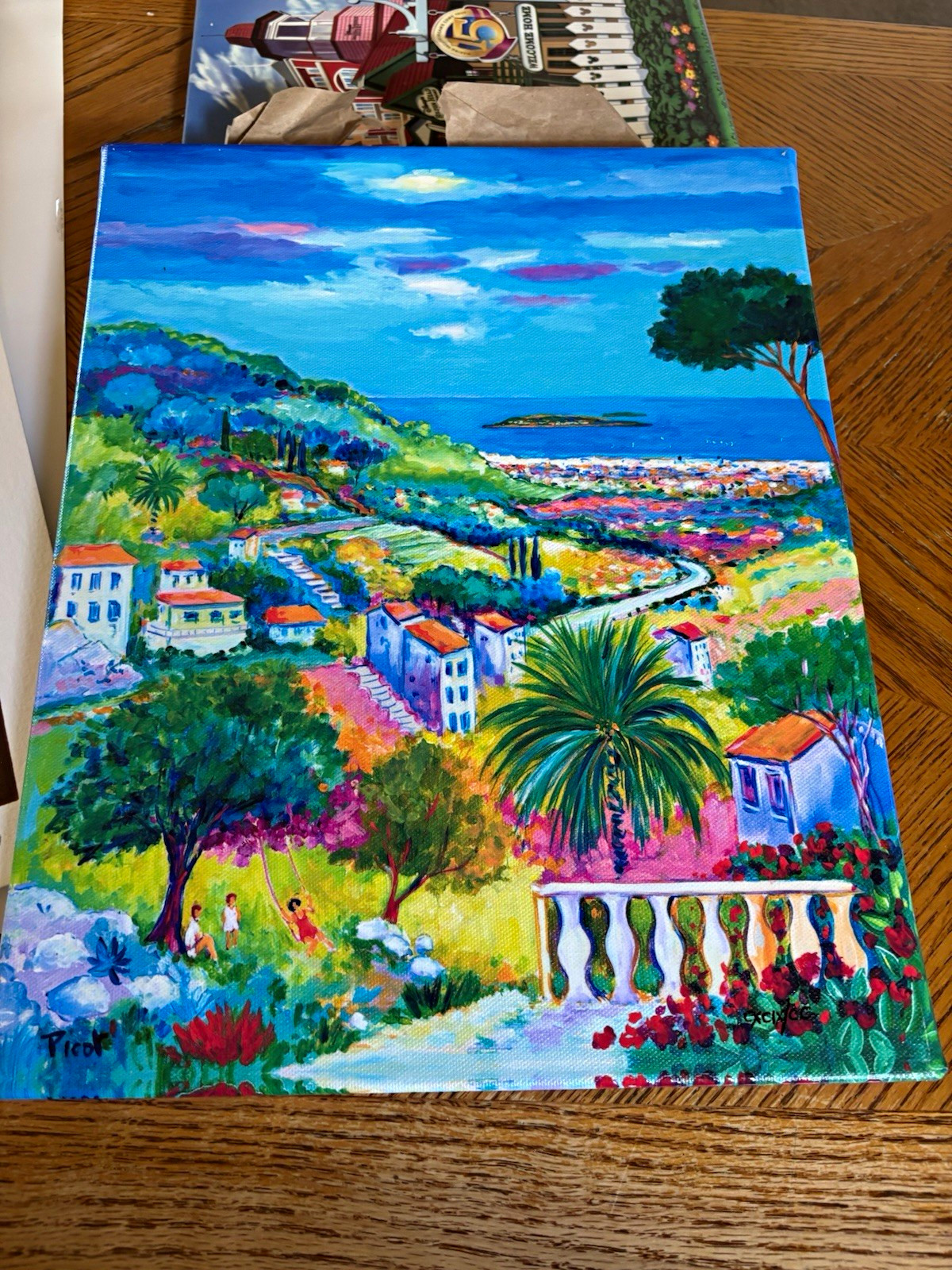 Jean-Claude Picot La Balancoire des Vacences 2021 Giclee Canvas Signed 14x11 1/4