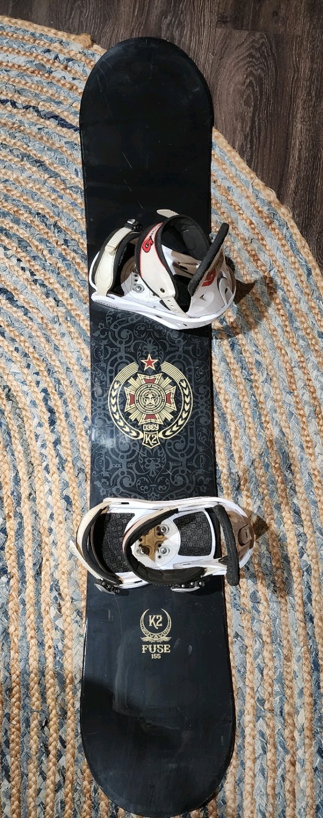K2 Fuse 155 Obey Giant Shepard Fairey Snowboard w/ Burton Freestyle Bindings