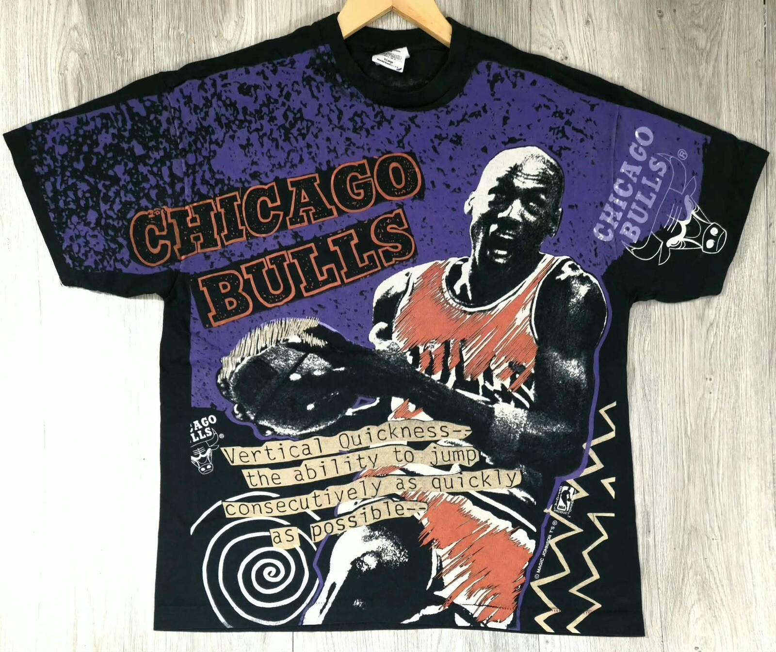 Vintage 90s Chicago Bulls Magic Johnson T’s Vertical Quickness AOP Tee XL Vintage 90s Chicago Bulls Magic Johnson T’s Vertical Quickness AOP Tee XL