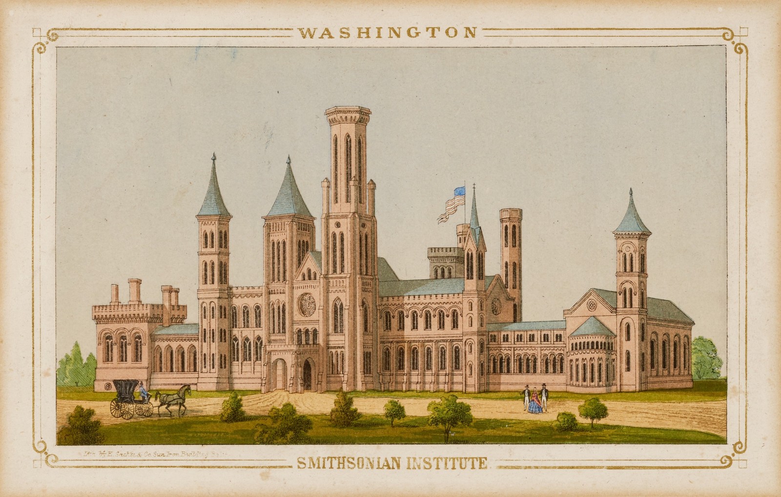 Smithsonian Institute Vintage 1850s Architecture Photo Reprint Wall Art
