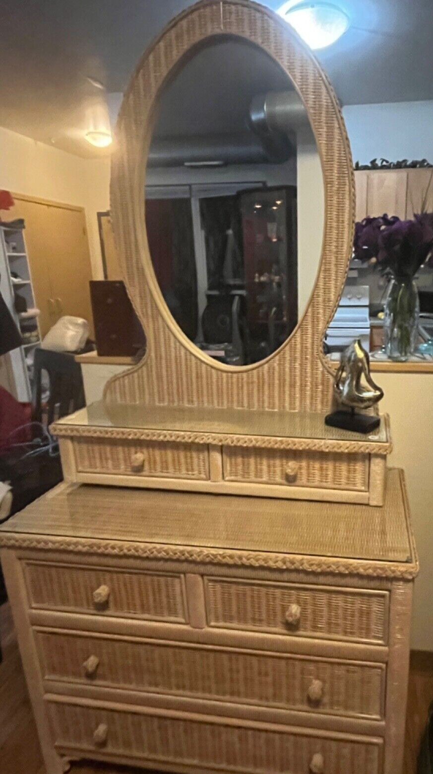 Vintage Henry Links wicker 2 piece vanity and dresser Vintage Henry Links wicker 2 piece vanity and dresser