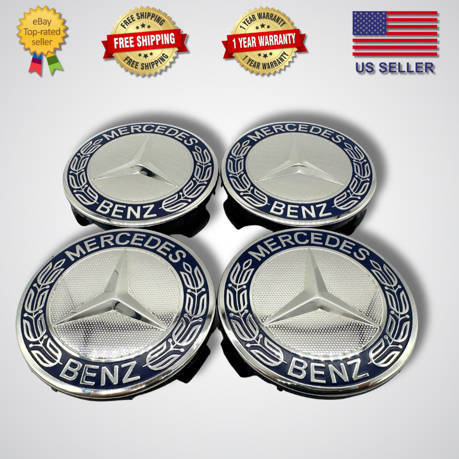 Set of 4 75MM Wheel Center Rim Caps Hubcaps fits Mercedes-Benz AMG NAVY BLUE