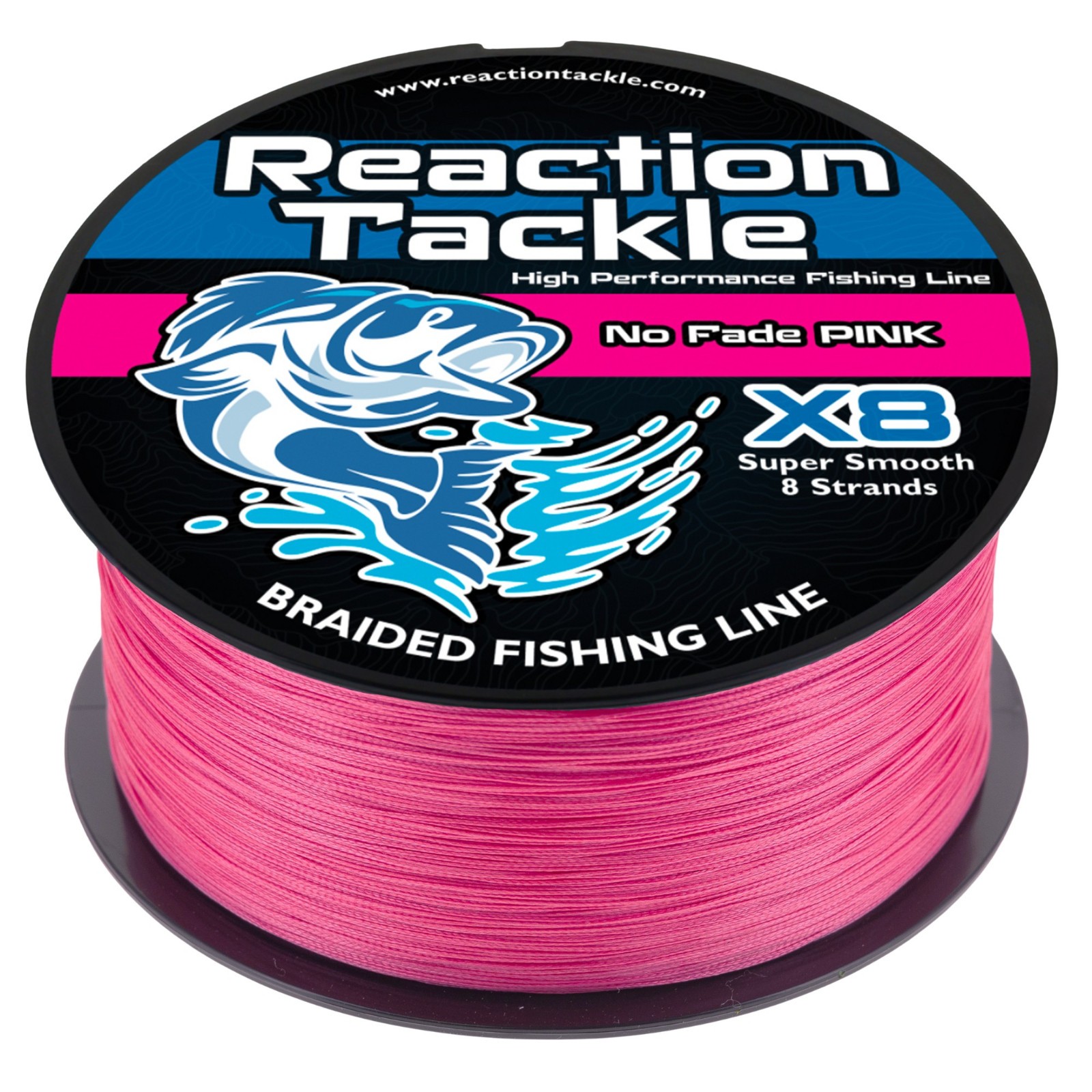 Reaction Tackle X8 Braided Fishing Line No Fade Pink 8 Strand High Performance
