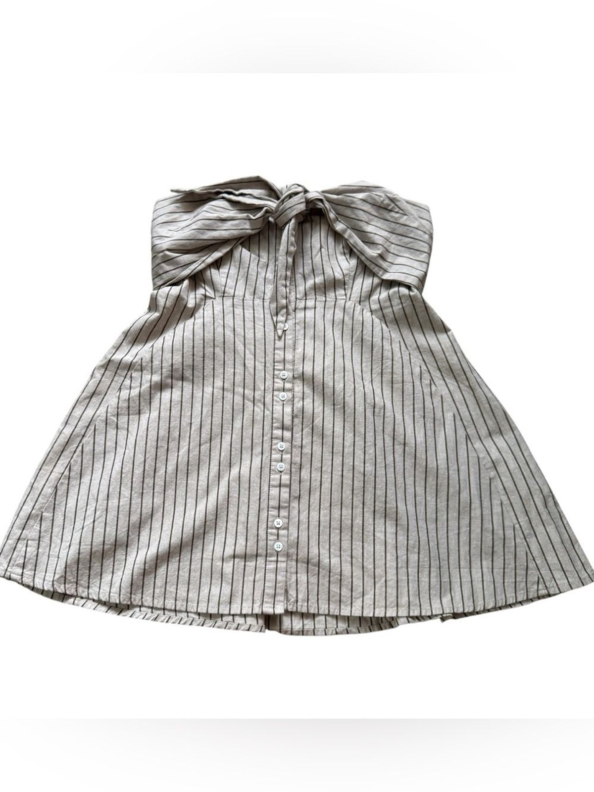 Free People Subtle Striped Tube Top Button-Front in Light Beige and Black Stripe Free People Subtle Striped Tube Top Button-Front in Light Beige and Black Stripe