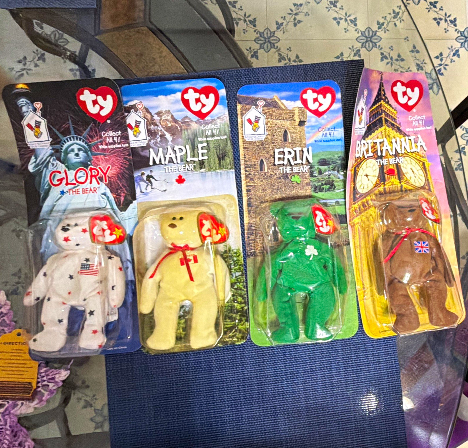 Ty Beanie Babies Lot of 4 Glory Marble Earth Britannia Sealed Bag Vintage 2004