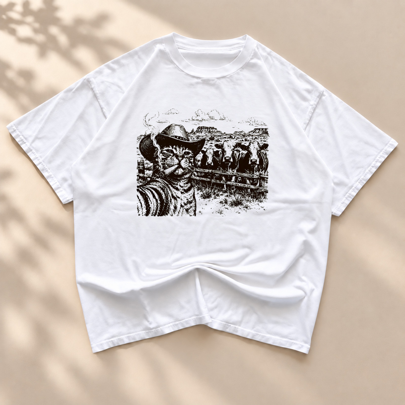 Hot Cowboy Cat Cotton Unisex All Size NA3