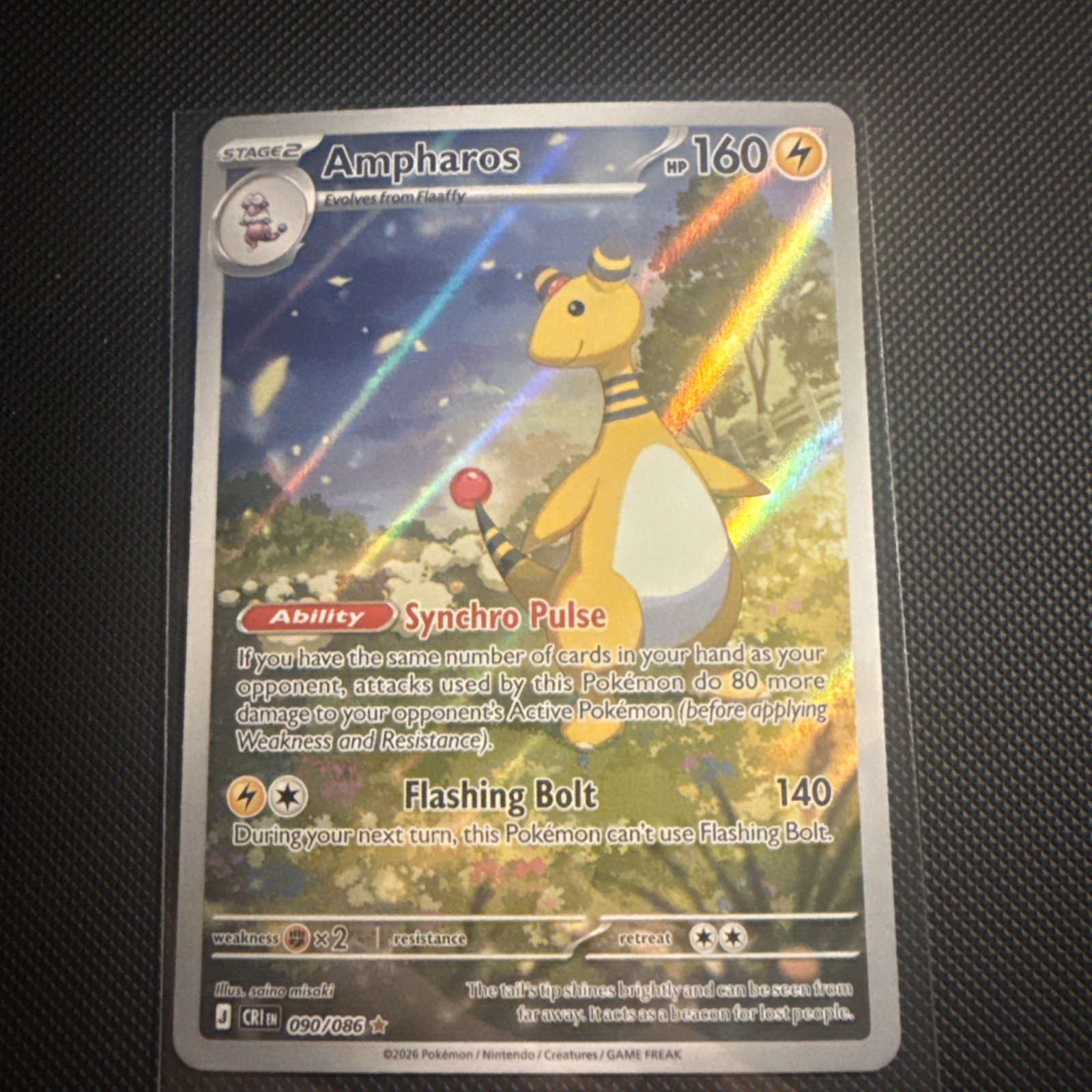 Pokémon TCG - Ampharos - 090/086 - ME04: Chaos Rising (CRI) - English IR