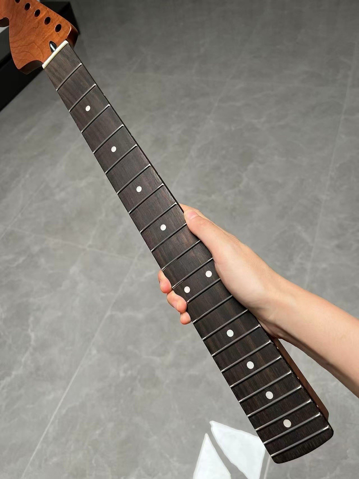 DIY Large Reverse headstock 22Fret Roasted Flame Maple Electric guitar Neck
