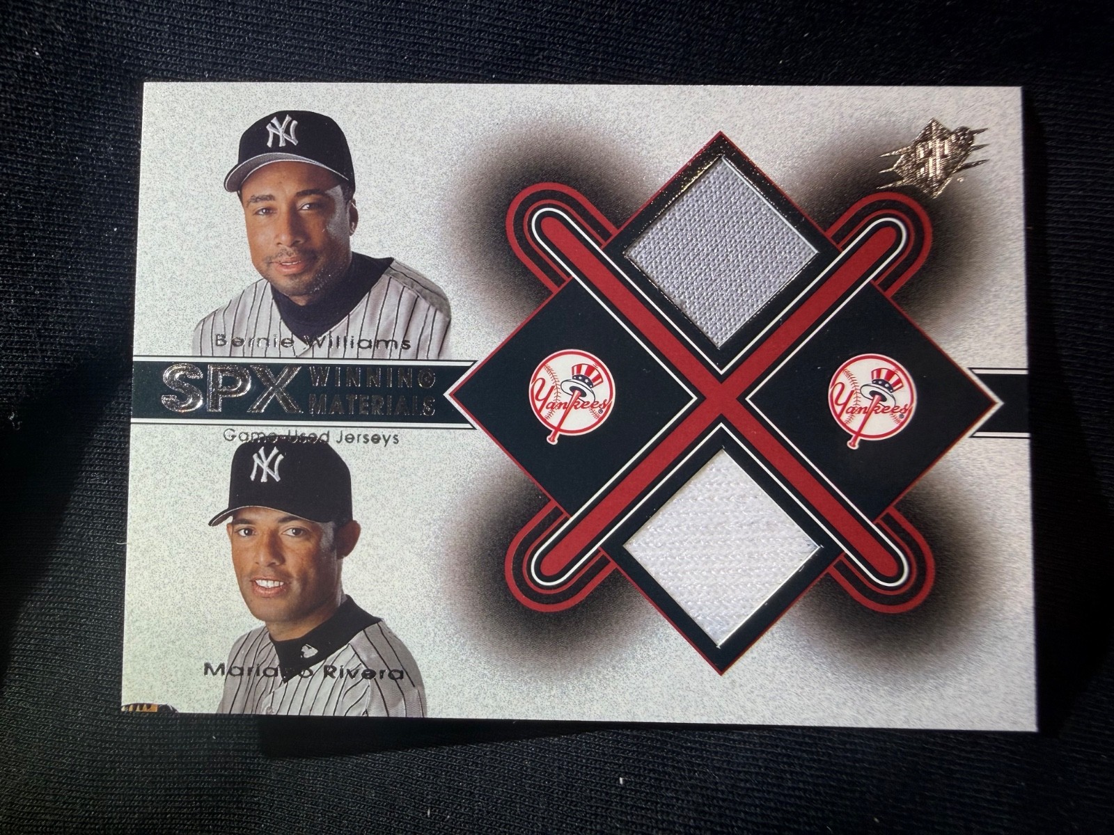 2001 SPx Winning Materials Jersey Combo Mariano Rivera Bernie Williams Game Used