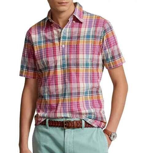Polo Ralph Lauren men\'s Madras Poplin Popover Shirt - Medium -retail $148
