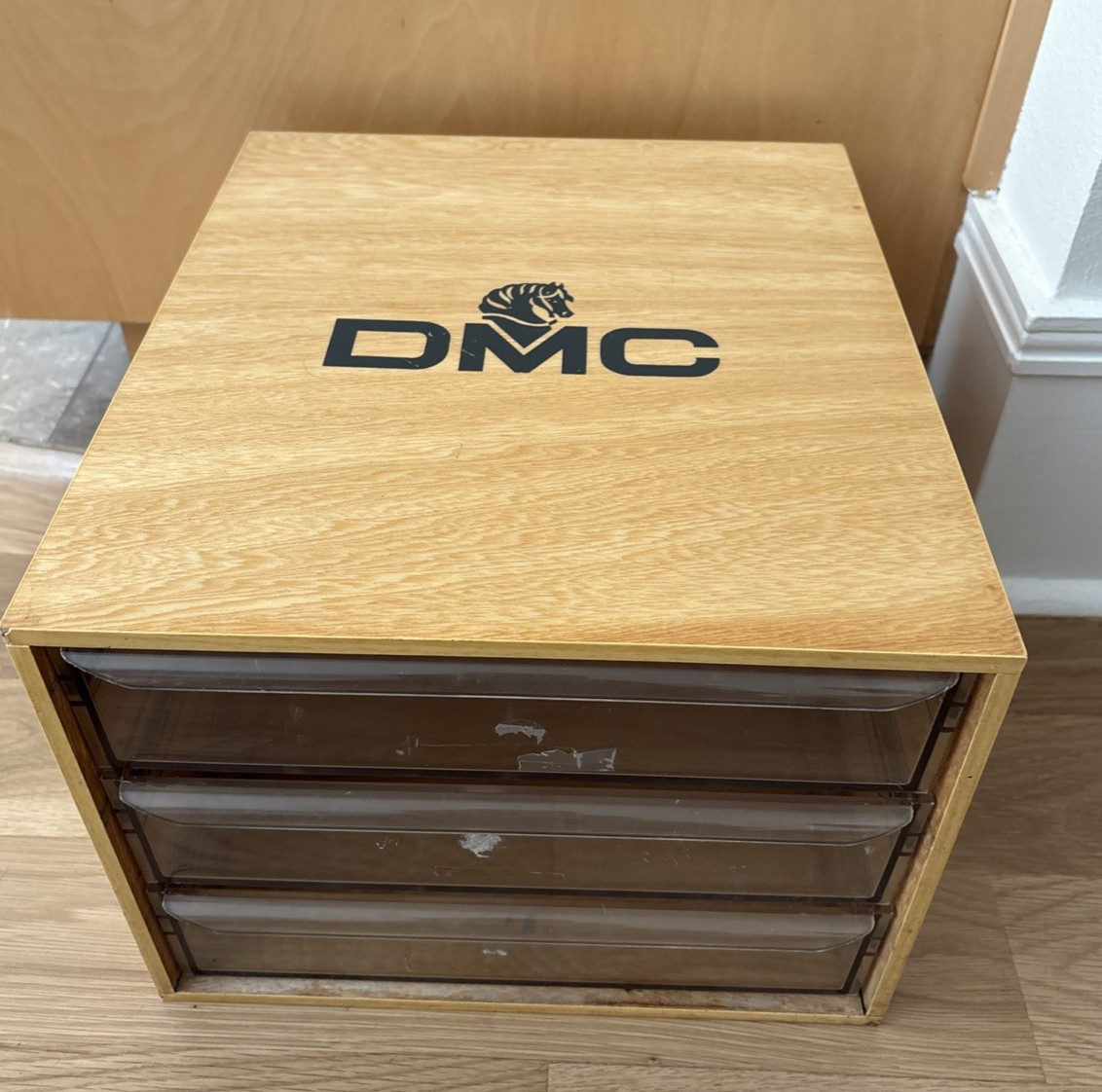 Vintage DMC Thread Floss Wooden Wood 3 Drawer Box Embroidery Storage Vintage DMC Thread Floss Wooden Wood 3 Drawer Box Embroidery Storage