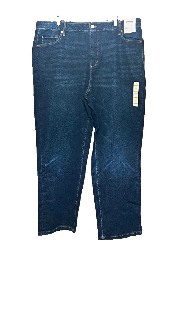 Women’s Sonoma Goods for Life Dark Wash High Rise Straight Jeans 18W