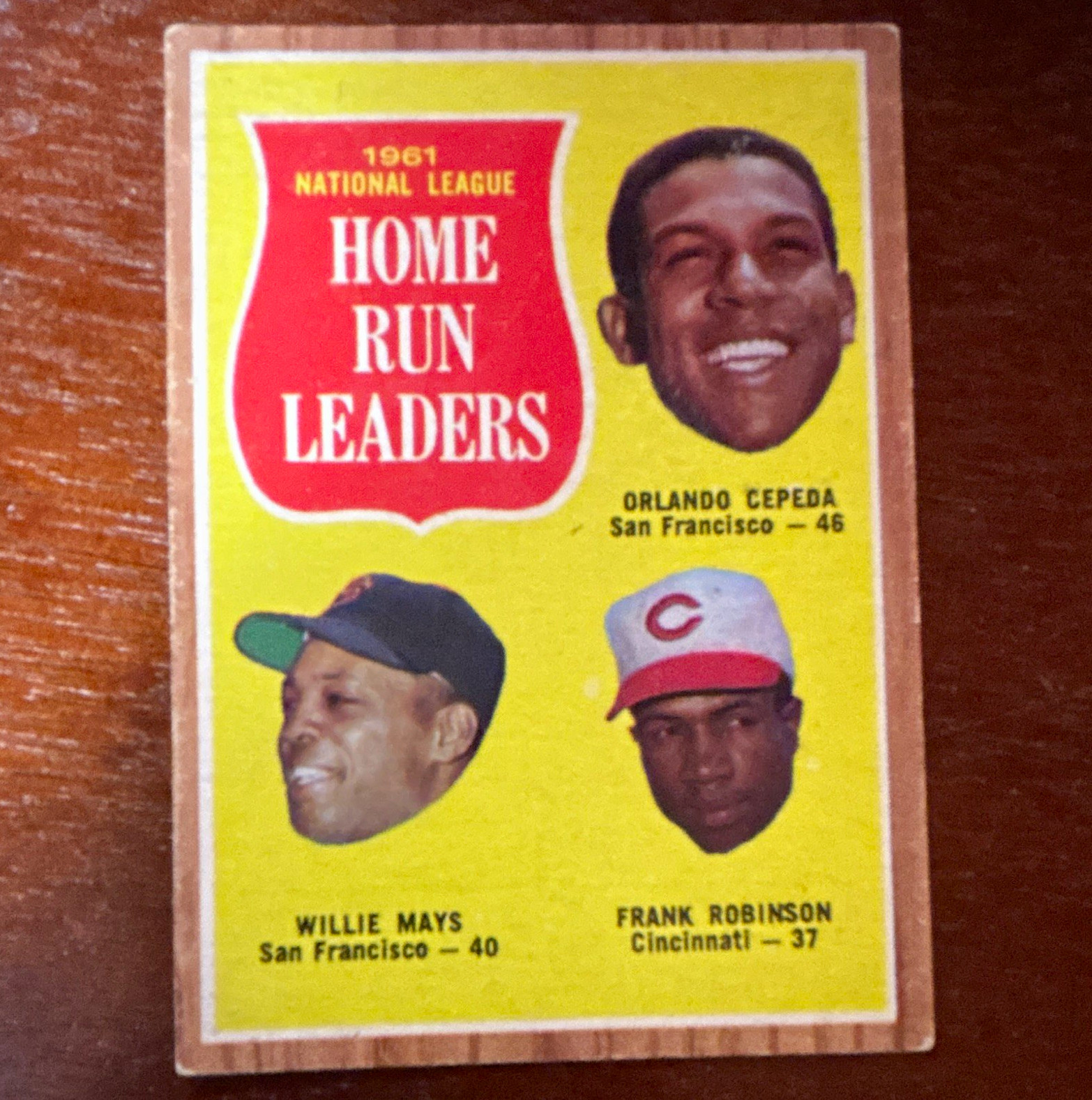 Topps 1962 League Leaders #54 NL Home Run Leaders Cepeda Mays Robinson