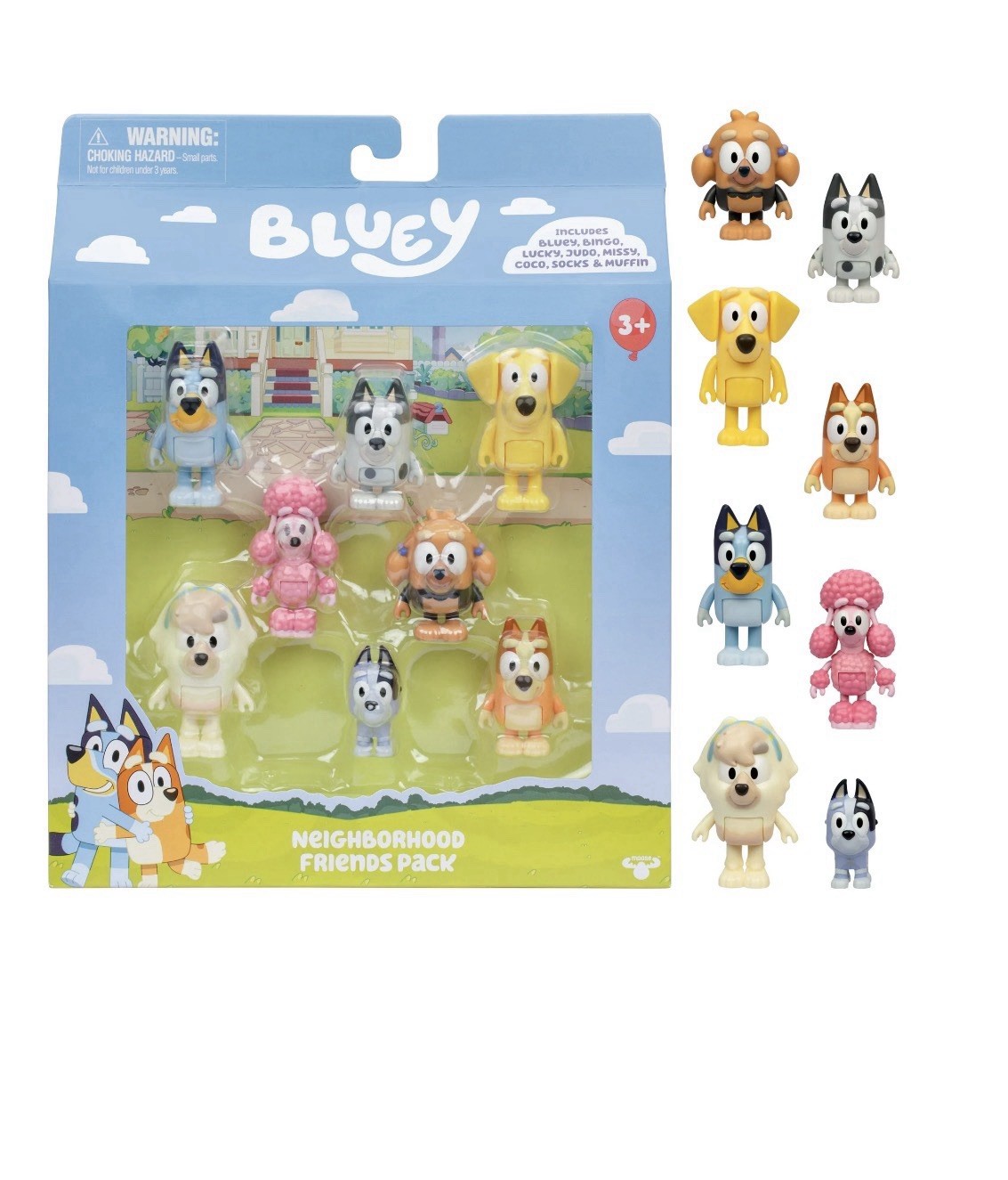 Bluey Neighborhood Friends 8 Pack, 2-2.5 Inch Articulated Figures, Toys for Kids