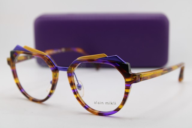 NEW ALAIN MIKLI A03144 005 BELLEVISTA HAVANA PURPLE AUTHENTIC EYEGLASSES 49-18