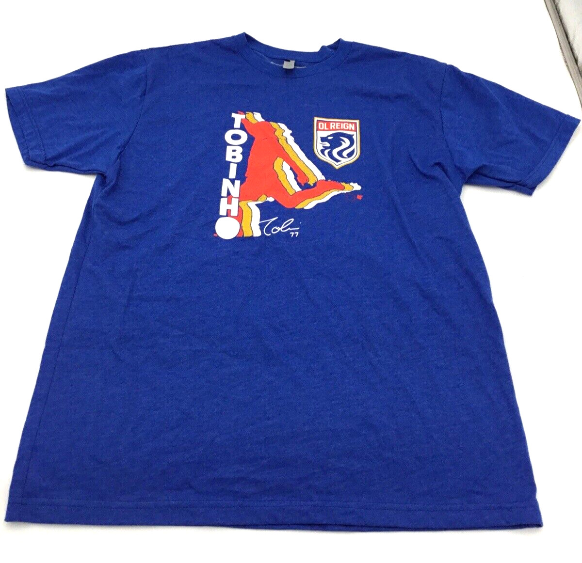 BreakingT Mens OL Reign FC Tobin Heath T-Shirt, Blue, Large