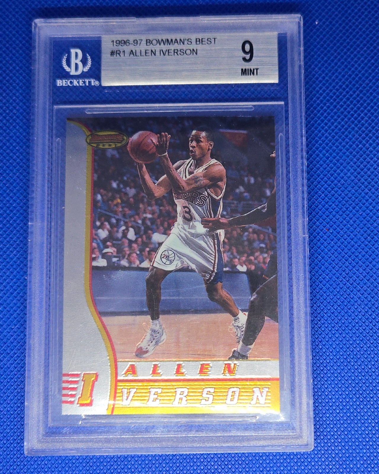 1996-97 Bowman\'s Best Allen Iverson #R1 Rookie RC Philadelphia 76ers BGS 9 MINT