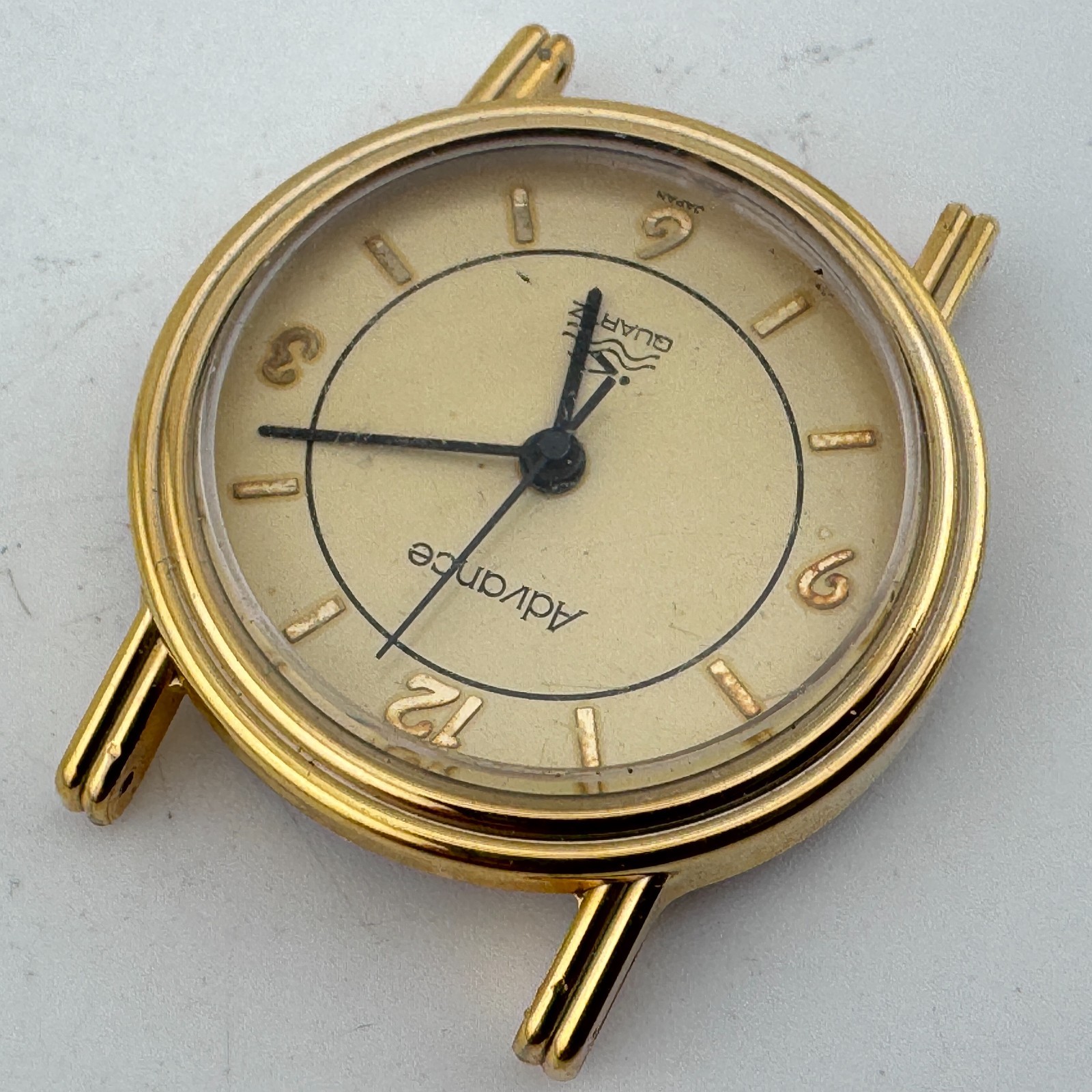 Vintage Advance Quartz Watch Men Gold Tone Back Set Analog ~For Parts Repair