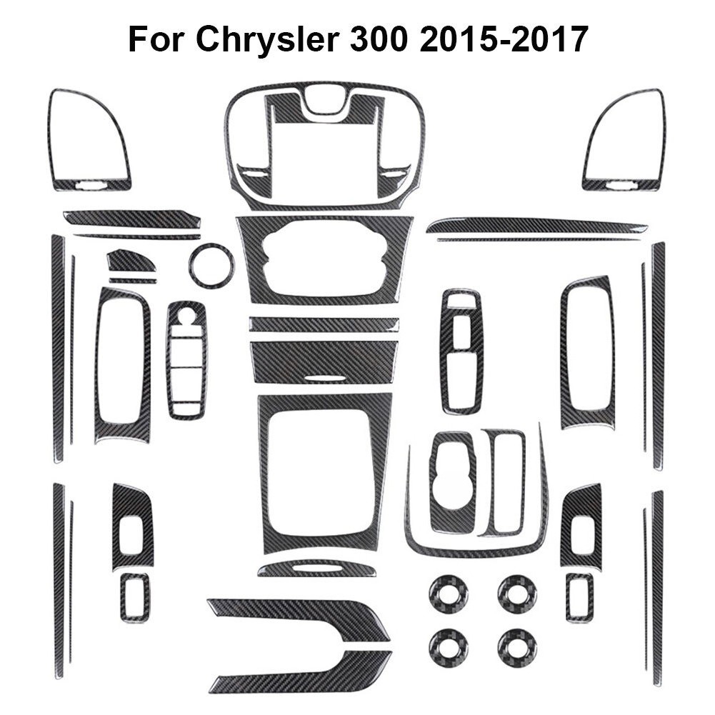 42Pcs Carbon Fiber Full Interior Trim Cover Set for Chrysler 300 2015-2022