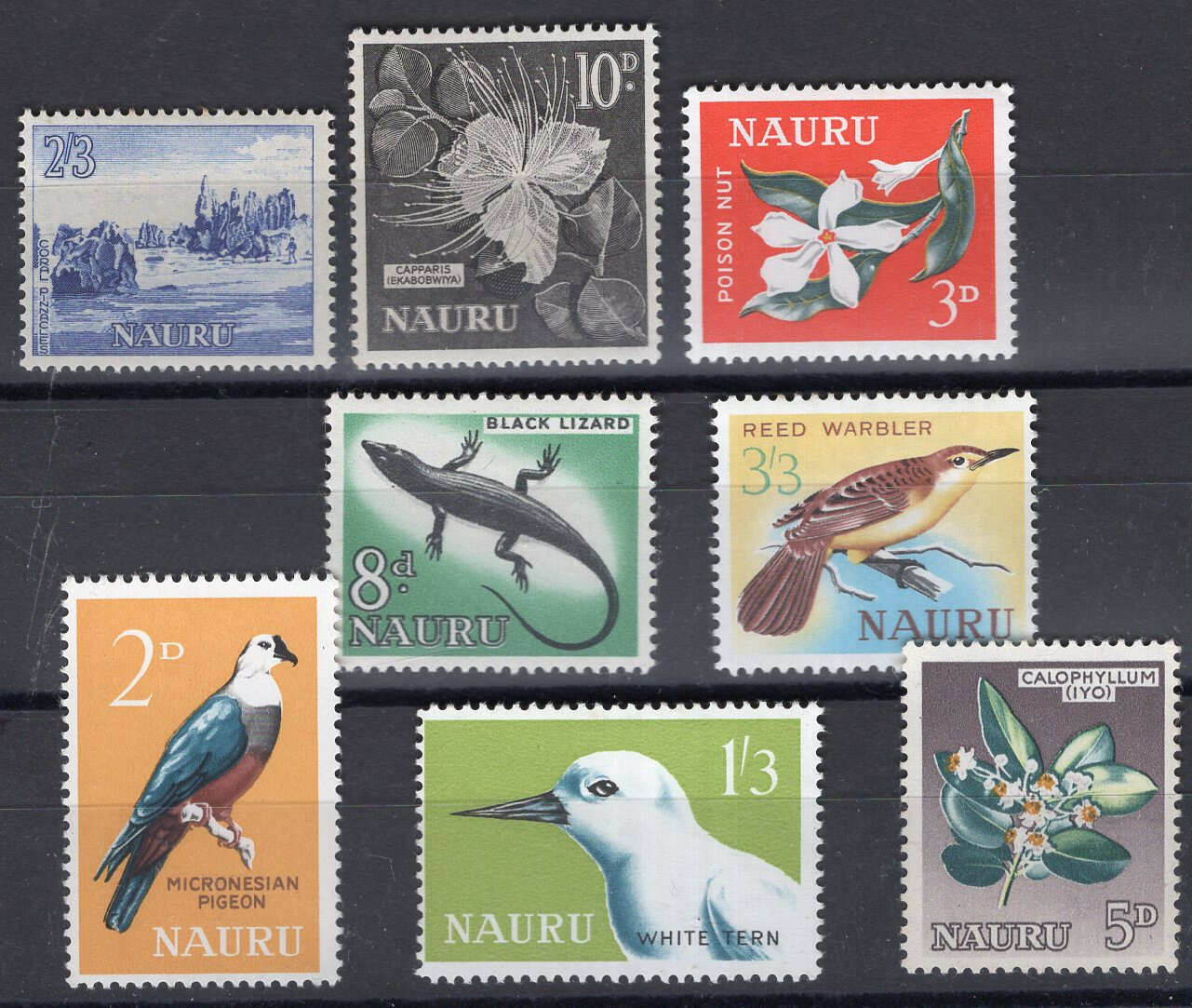 BRITISH NAURU, FLORA &  FAUNA, SC # 49/56, YV # 46/53, COMPLETE SET, MH